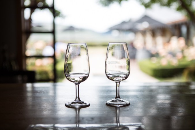 wine glasses on table