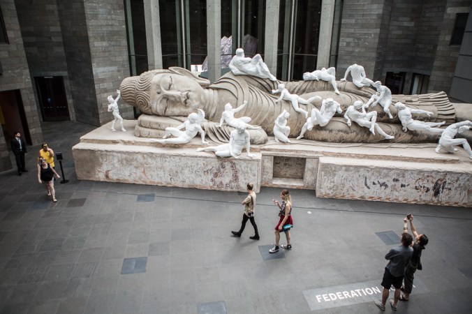 giant buddha statue in NGV